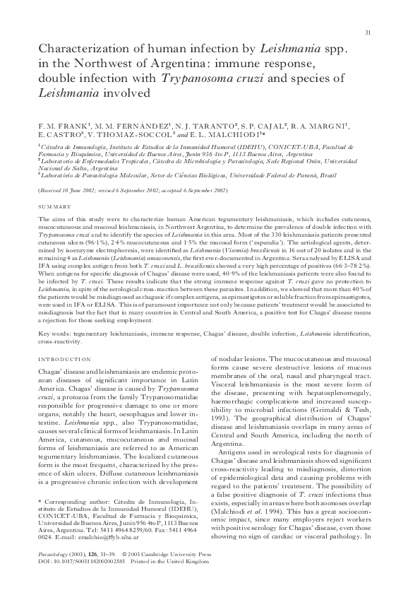 (PDF) Characterization of human infection by Leishmania spp. in the ...