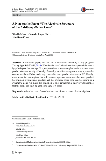 (PDF) A Note on the Paper “The Algebraic Structure of the Arbitrary ...