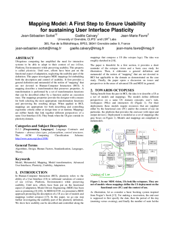(PDF) Mapping model: A first step to ensure usability for sustaining ...