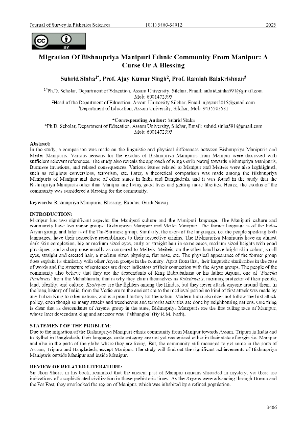 (PDF) Migration Of Bishnupriya Manipuri Ethnic Community From Manipur A ...
