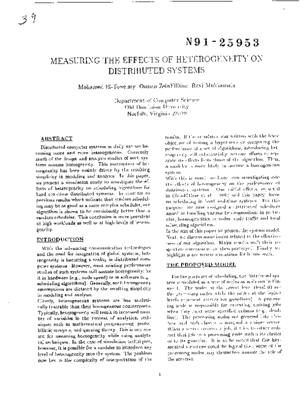 (PDF) Measuring the effects of heterogeneity on distributed systems