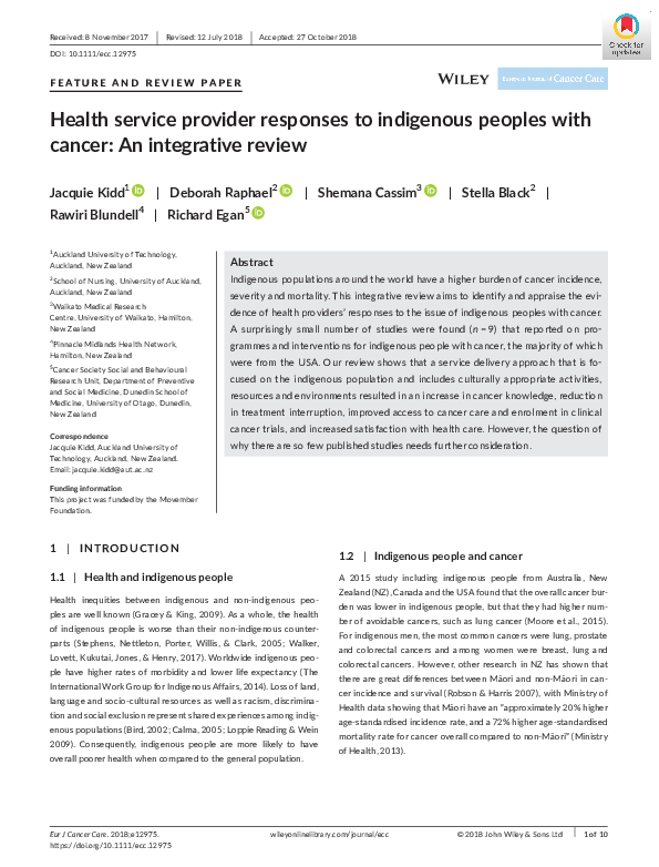 (PDF) Health service provider responses to indigenous peoples with ...