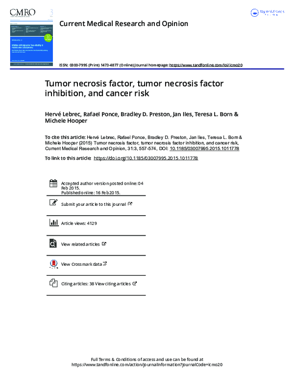 (PDF) Tumor necrosis factor, tumor necrosis factor inhibition, and ...