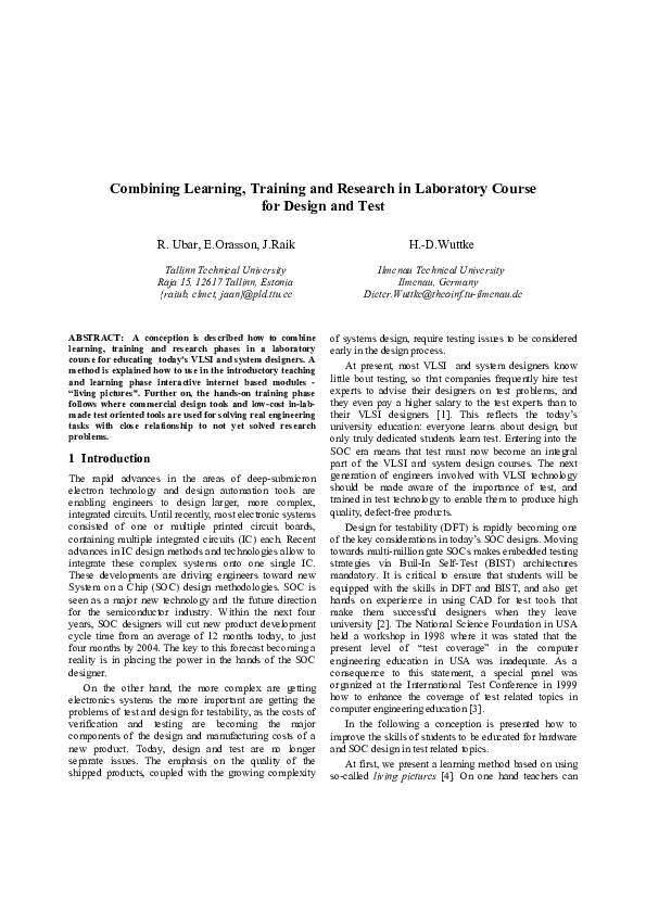 (PDF) Combining Learning, Training and Research in Laboratory Course ...