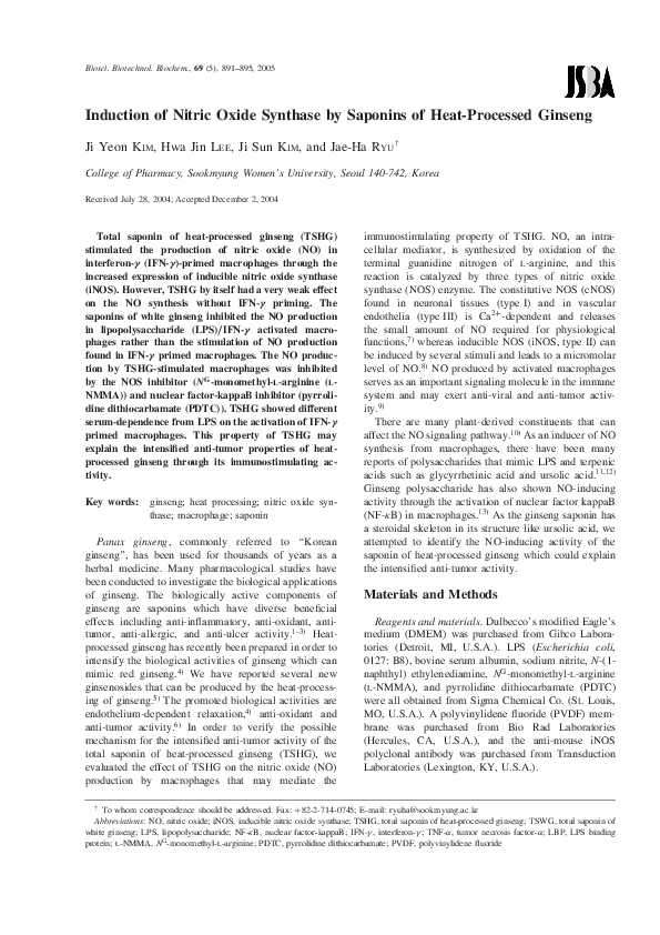 (PDF) Induction of Nitric Oxide Synthase by Saponins of Heat-Processed ...