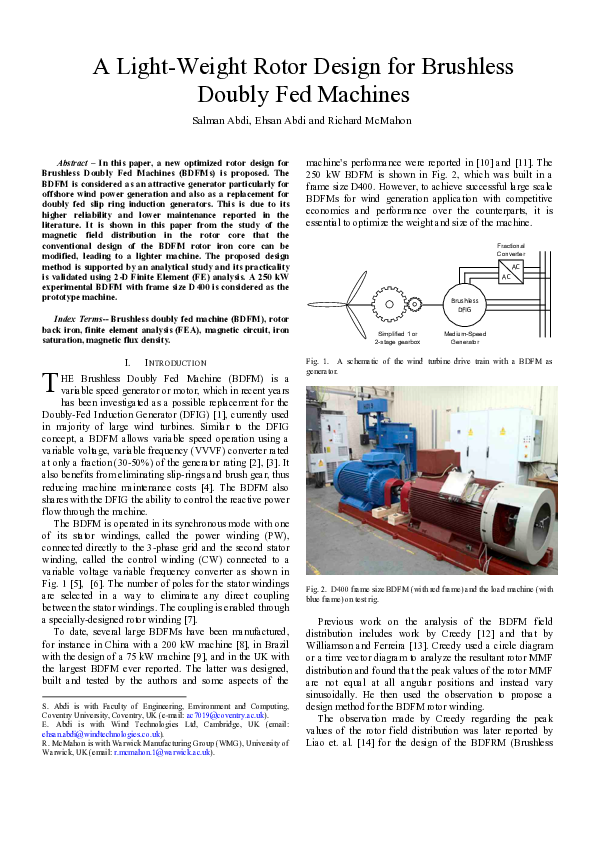 (PDF) A Light-Weight Rotor Design for Brushless Doubly Fed Machines