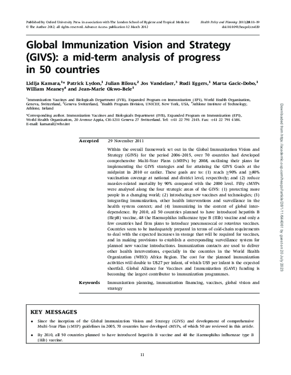 (PDF) Global Immunization Vision and Strategy (GIVS): a mid-term ...