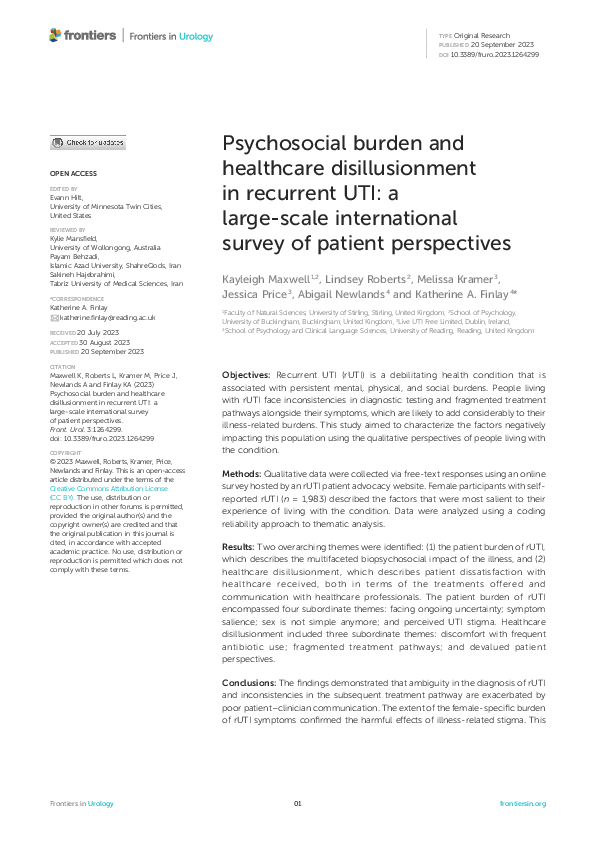 (PDF) Psychosocial burden and healthcare disillusionment in recurrent ...