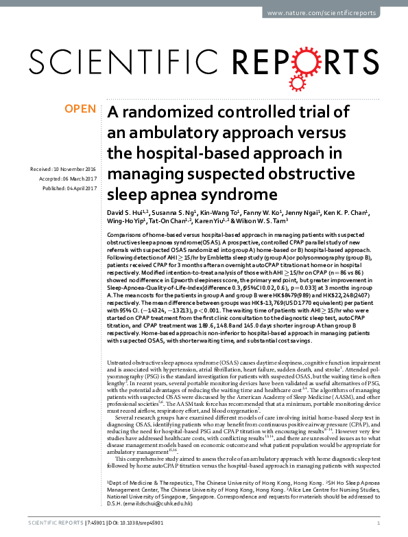 (PDF) A randomized controlled trial of an ambulatory approach versus ...