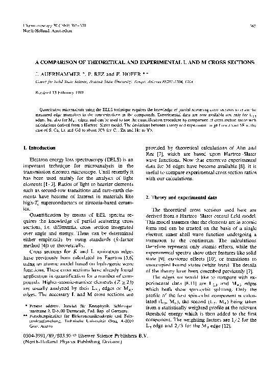 (PDF) A comparison of theoretical and experimental L and M cross sections