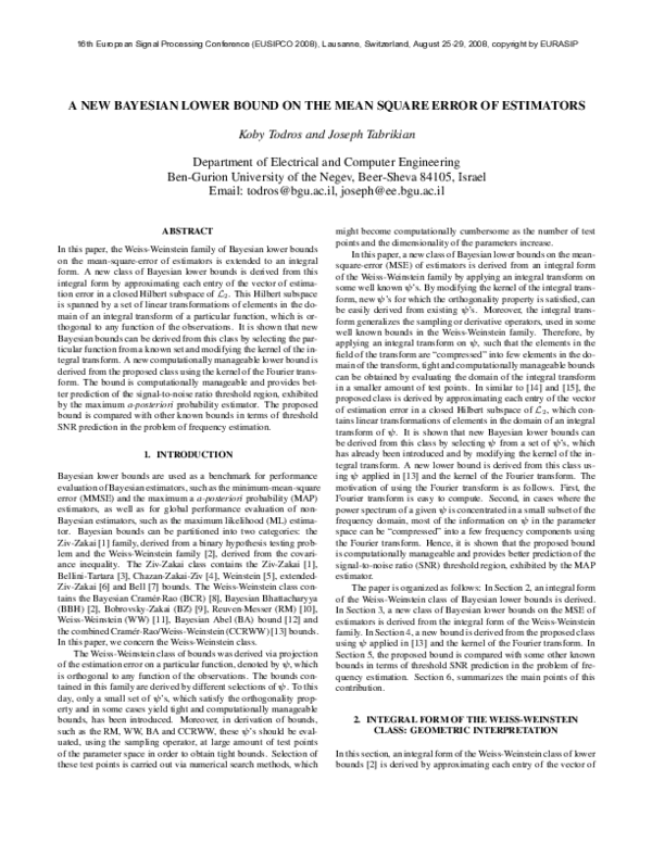 (PDF) A New Bayesian Lower Bound On The Mean Square Error Of Estimators