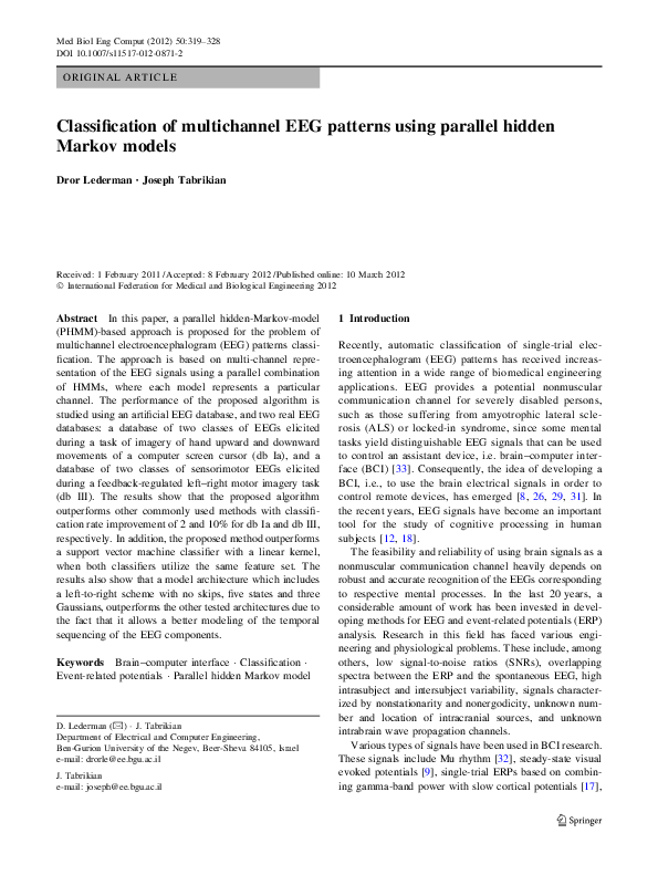 (PDF) Classification of multichannel EEG patterns using parallel hidden ...
