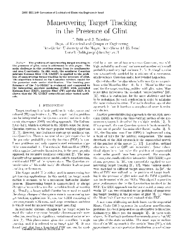 (PDF) Maneuvering Target Tracking in the Presence of Glint