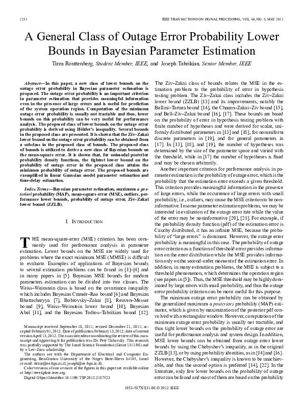 (PDF) A General Class of Outage Error Probability Lower Bounds in ...
