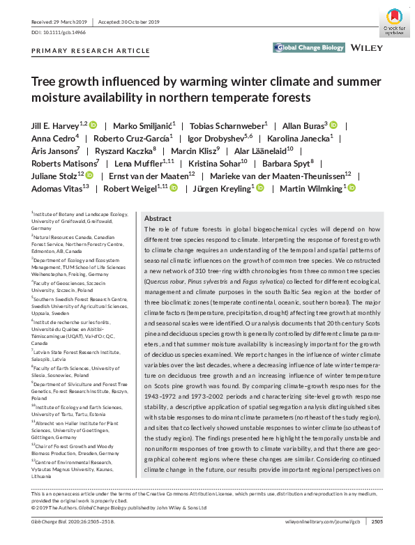 (PDF) Tree growth influenced by warming winter climate and summer ...
