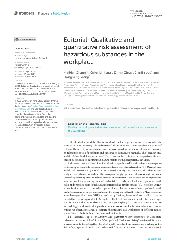 (PDF) Editorial: Qualitative and quantitative risk assessment of ...