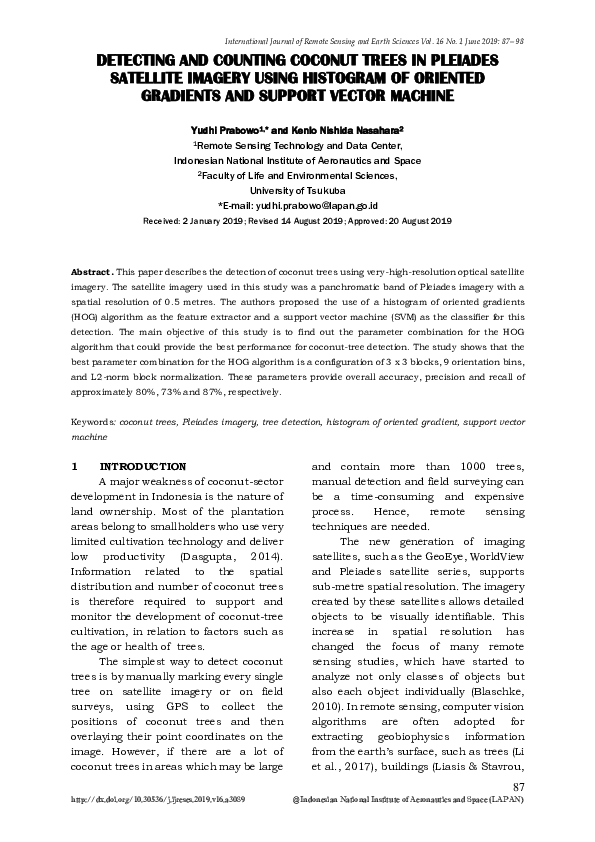 (PDF) Detecting and Counting Coconut Trees in Pleiades Satellite ...