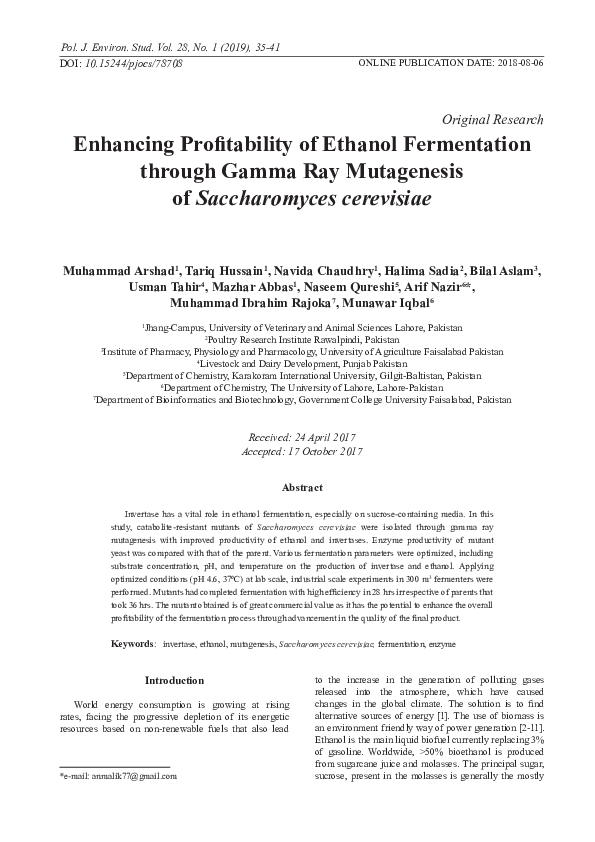 (PDF) Enhancing Profitability of Ethanol Fermentation through Gamma Ray ...