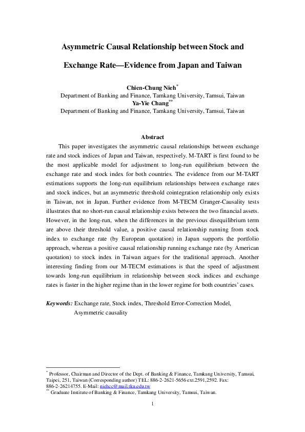 (PDF) Asymmetric Causal Relationship between Stock Price and Exchange Rate