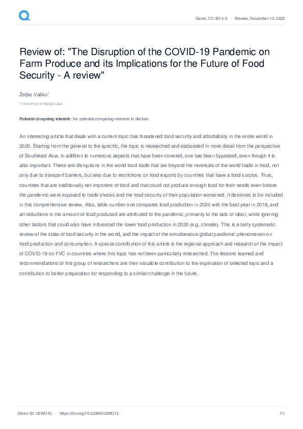 (PDF) Review of: "The Disruption of the COVID-19 Pandemic on Farm ...
