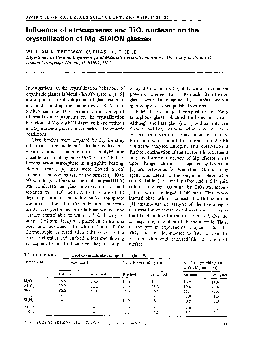 (PDF) Influence of atmospheres and TiO2 nucleant on the crystallization ...