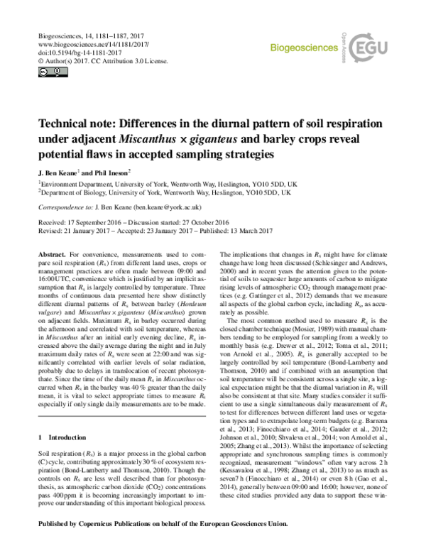 (PDF) Technical Note: Differences in the diurnal pattern of soil ...