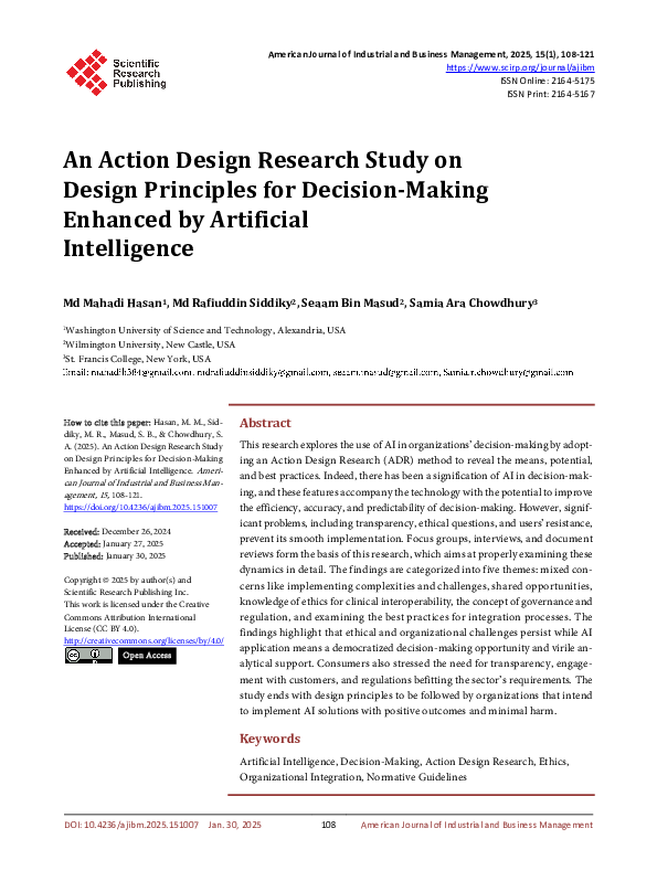 (PDF) An Action Design Research Study on Design Principles for Decision ...