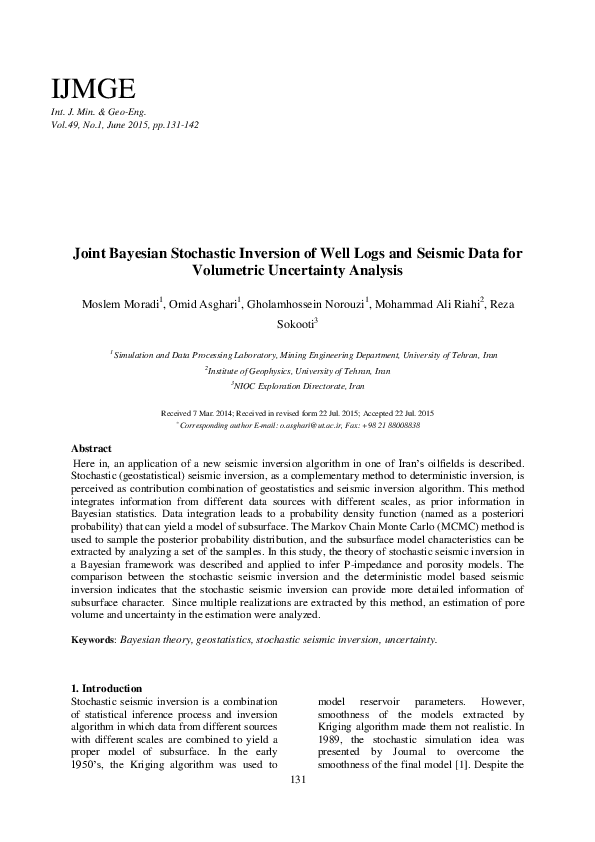 (PDF) Joint Bayesian Stochastic Inversion of Well Logs and Seismic Data ...