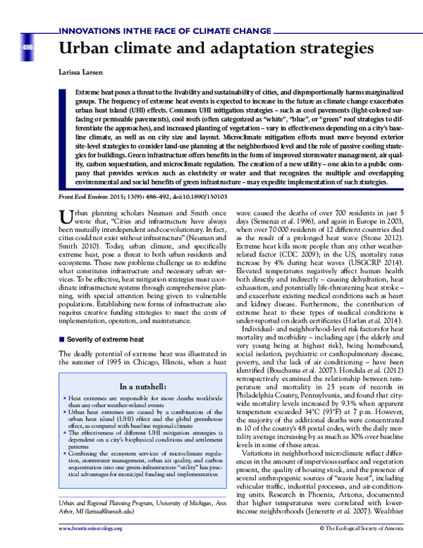 (PDF) Urban climate and adaptation strategies