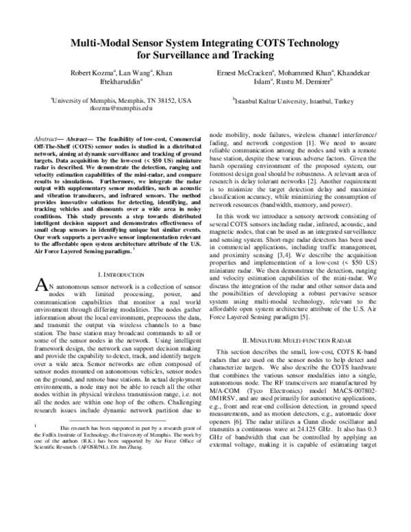 (PDF) Multi-modal sensor system integrating COTS technology for ...