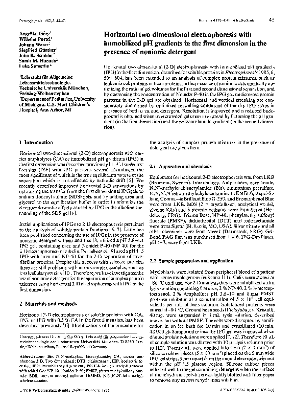 (PDF) Horizontal two-dimensional electrophoresis with immobilized pH ...