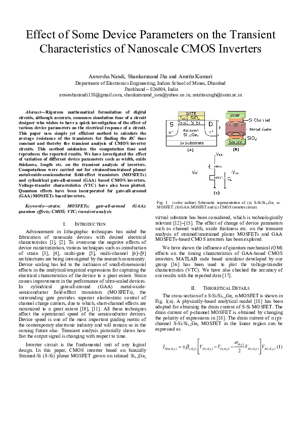 (PDF) Effect of Some Device Parameters on the Transient Characteristics ...