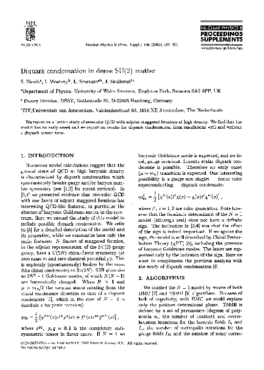 (PDF) Diquark condensation in dense SU(2) matter