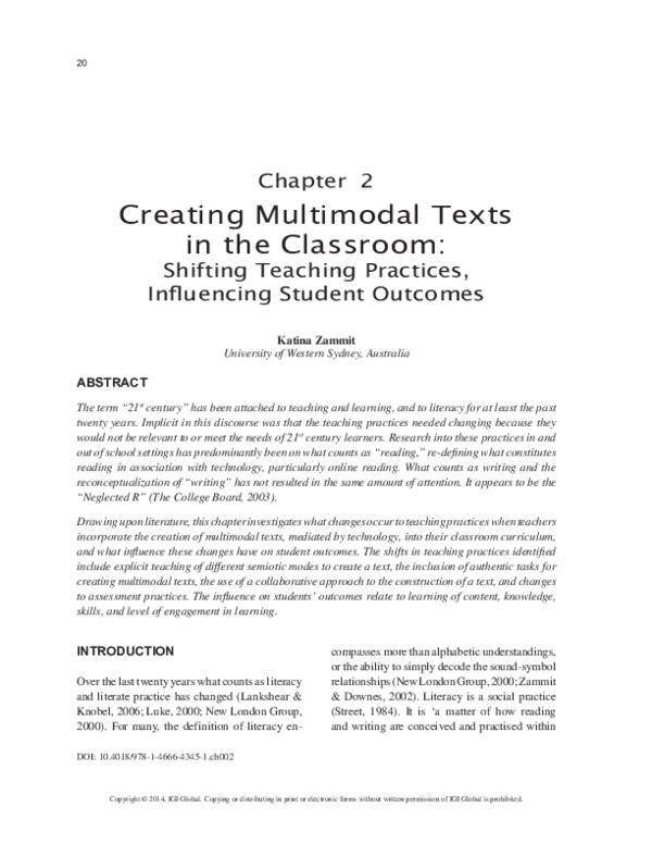 (PDF) Creating Multimodal Texts in the Classroom
