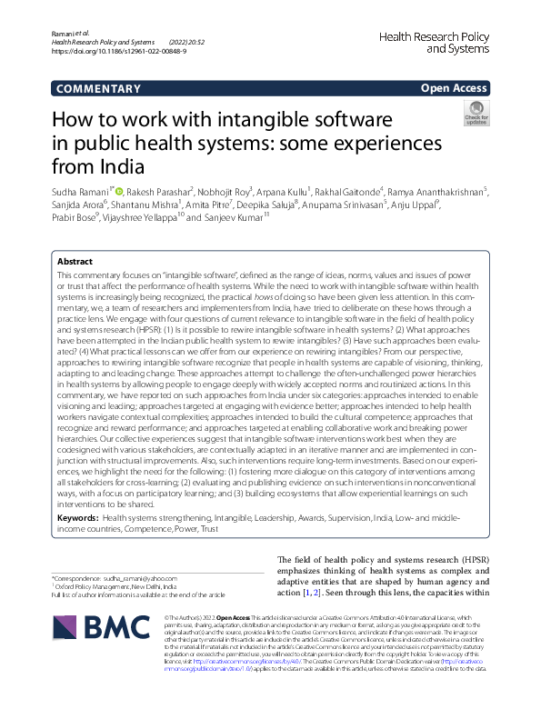 (PDF) How to work with intangible software in public health systems ...