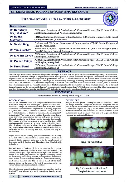 (PDF) Intraoral Scanner: A New Era of Digital Dentistry