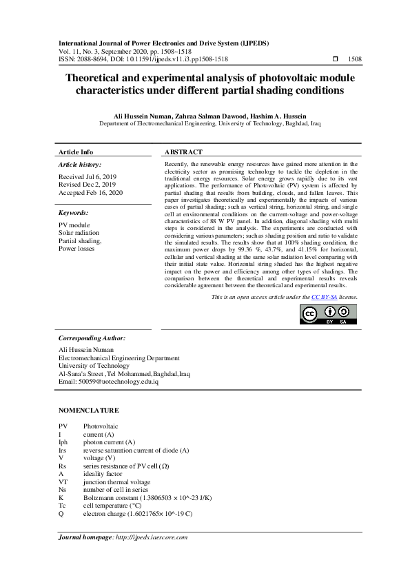 (PDF) Theoretical and experimental analysis of photovoltaic module ...