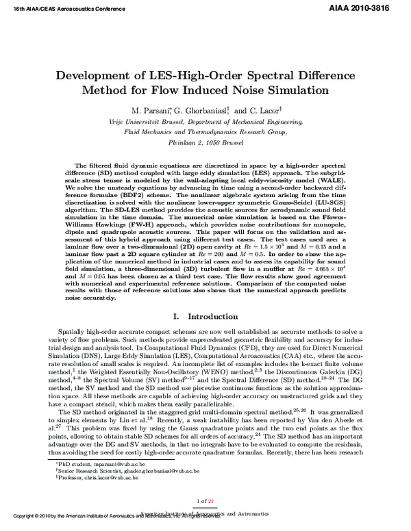 (PDF) Development of LES-High-Order Spectral Difference Method for Flow ...