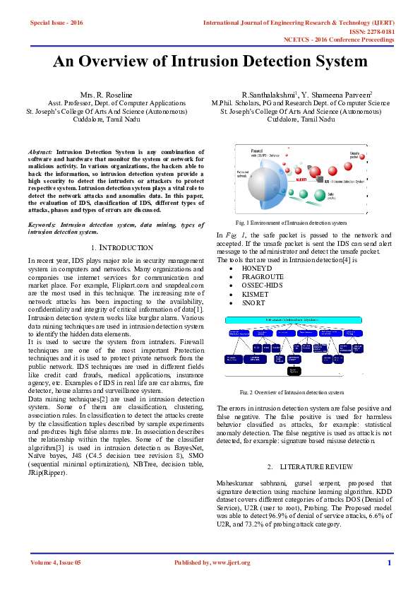 (PDF) An Overview of Intrusion Detection System