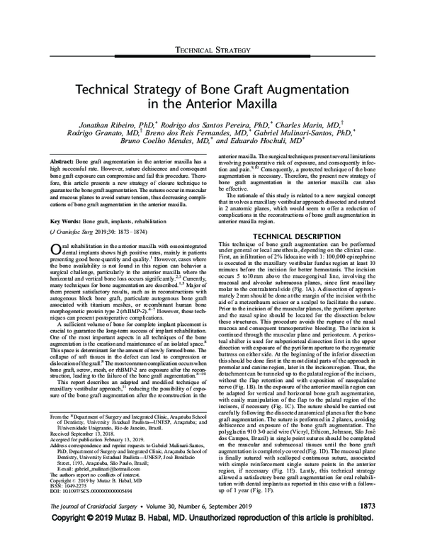 (PDF) Technical Strategy of Bone Graft Augmentation in the Anterior Maxilla