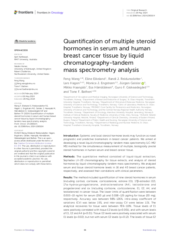 (PDF) Quantification of multiple steroid hormones in serum and human ...