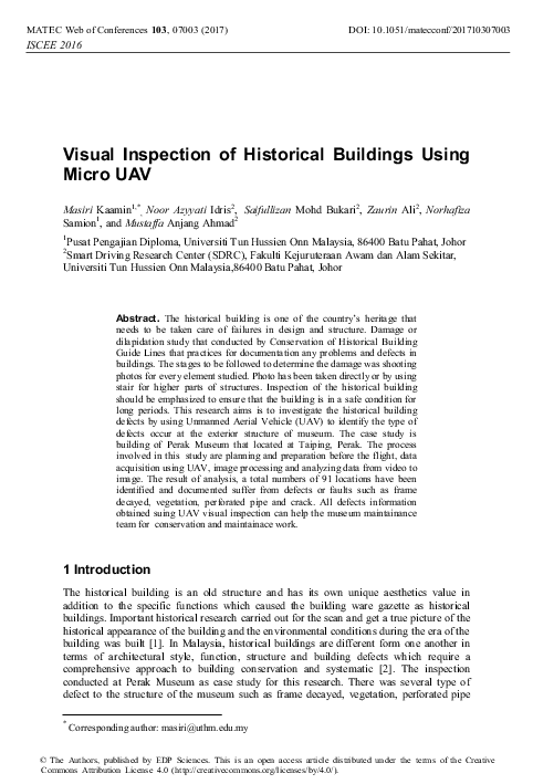 (PDF) Visual Inspection of Historical Buildings Using Micro UAV