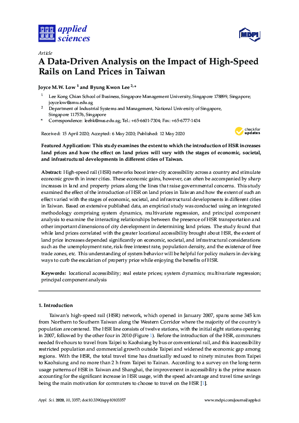 (PDF) A Data-Driven Analysis on the Impact of High-Speed Rails on Land ...