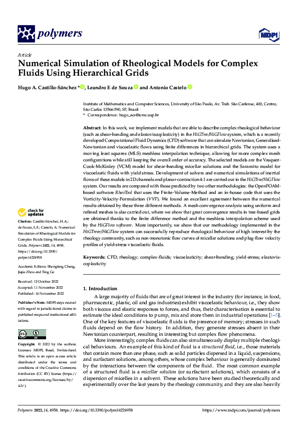 (PDF) Numerical Simulation of Rheological Models for Complex Fluids ...