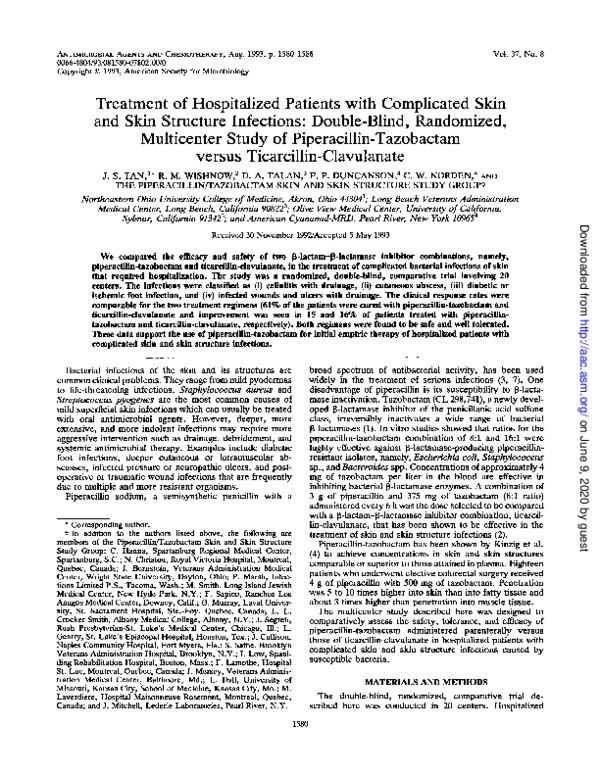 (PDF) Treatment of hospitalized patients with complicated skin and skin ...