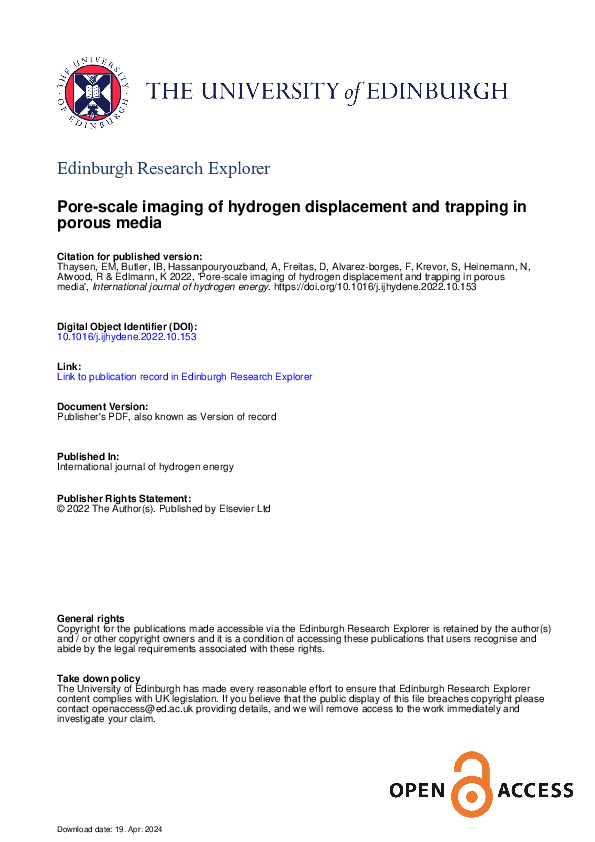 (PDF) Pore-scale imaging of hydrogen displacement and trapping in ...