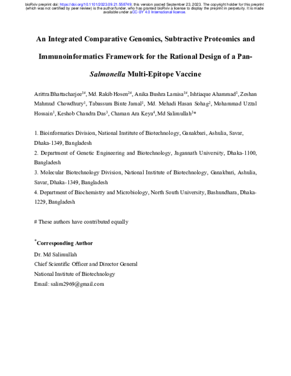 (PDF) An Integrated Comparative Genomics, Subtractive Proteomics and ...