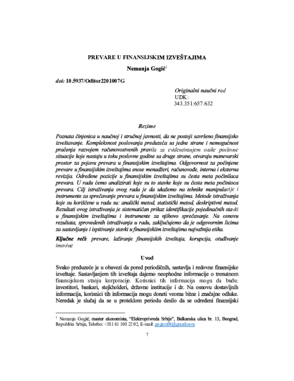 (PDF) Fraud in financial statements