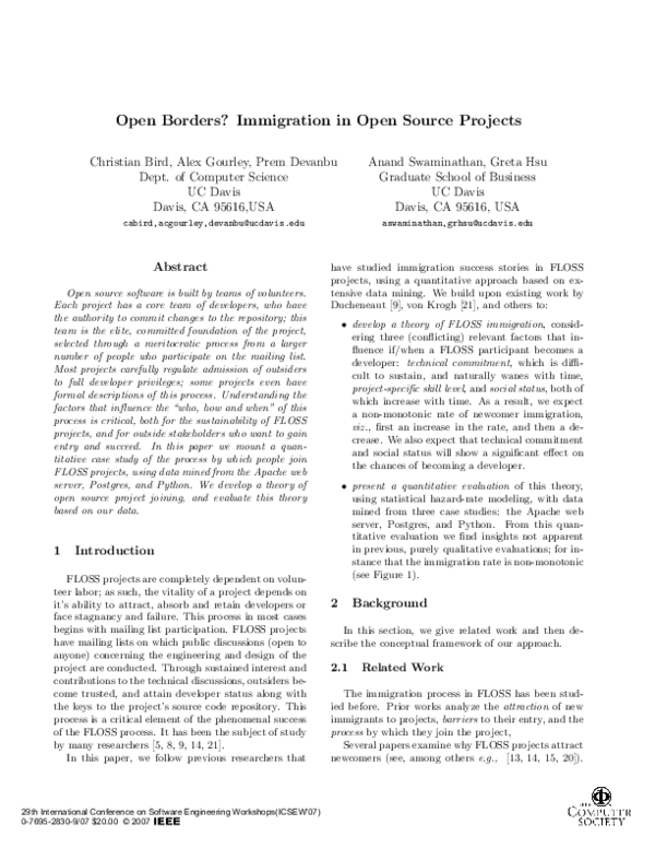 (PDF) Open Borders? Immigration in Open Source Projects