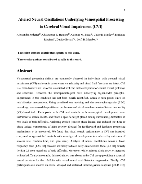 (PDF) Altered Neural Oscillations Underlying Visuospatial Processing in ...